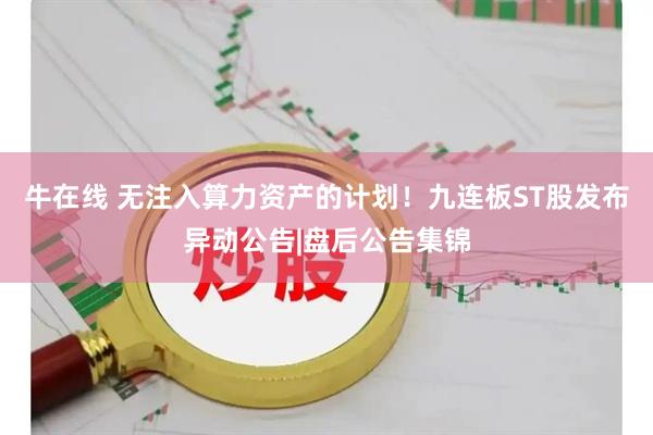 牛在线 无注入算力资产的计划！九连板ST股发布异动公告|盘后公告集锦
